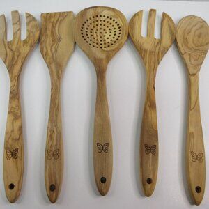 Pioneer Woman  Kitchen Cooking Utensil Tool Set Olivewood 5 pieces New